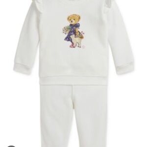 Ralph Lauren Cream Bear Graphic Pajama Set